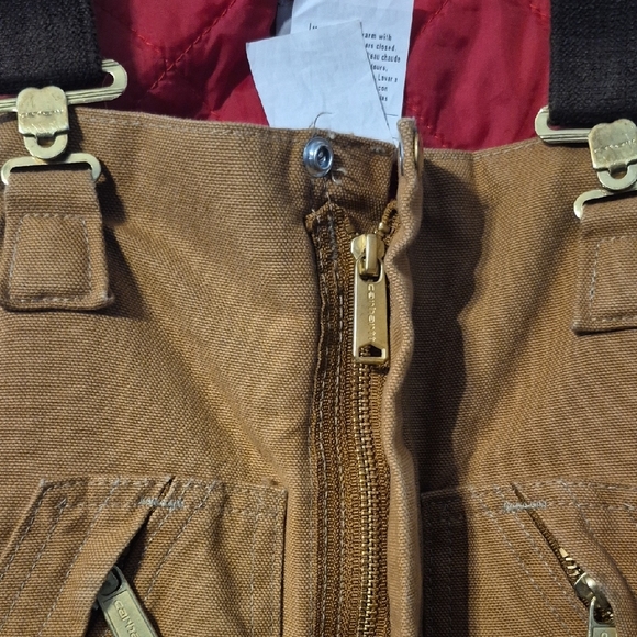 Carhartt R38 BRN Bib Overalls with Gold Accents - Picture 5 of 7